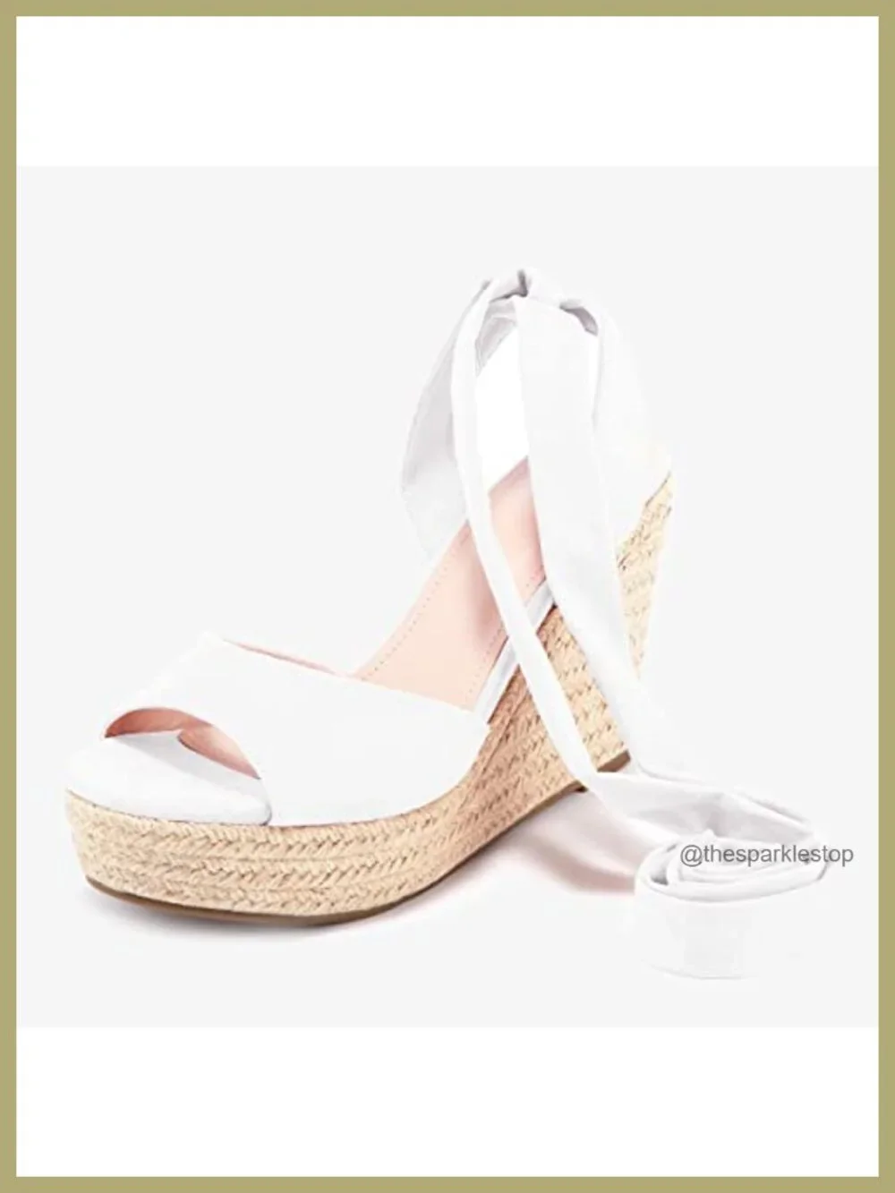Faux Suede Espadrille Wedge Sandals Open Toe Lace Up Platform Ankle Strap